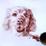 コーヒーで描かれた犬